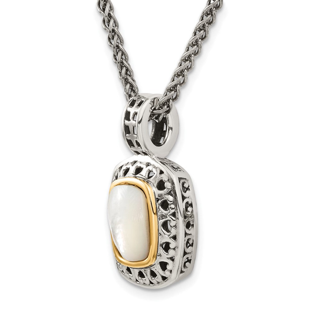 14K/Silver Two-Tone Shey Couture Sterling Silver With 14K Accent 18 Inch Antiqued Mother Of Pearl Necklace