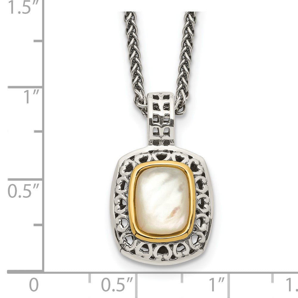 14K/Silver Two-Tone Shey Couture Sterling Silver With 14K Accent 18 Inch Antiqued Mother Of Pearl Necklace