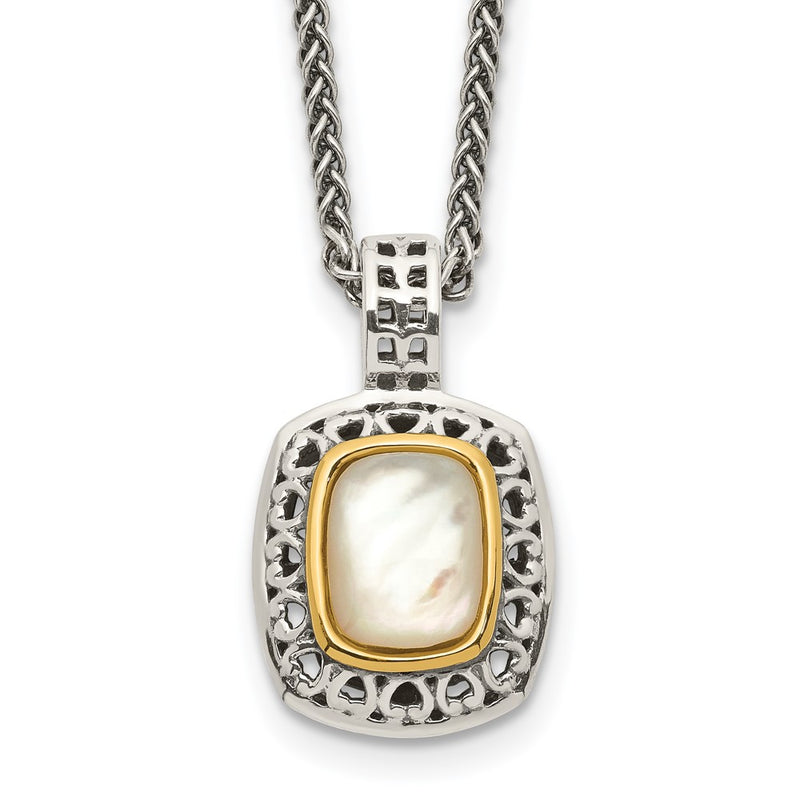 14K/Silver Two-Tone Shey Couture Sterling Silver With 14K Accent 18 Inch Antiqued Mother Of Pearl Necklace