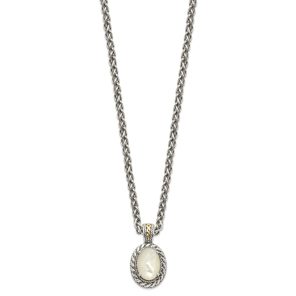 14K/Silver Two-Tone Shey Couture Sterling Silver With 14K Accent 18 Inch Antiqued Mother Of Pearl Necklace