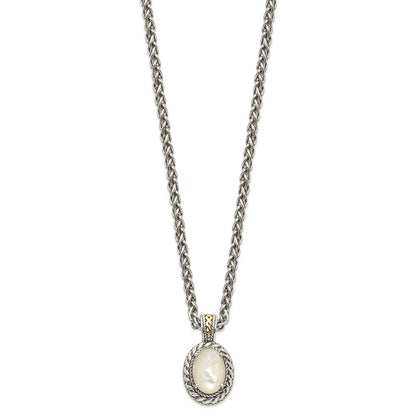 14K/Silver Two-Tone Shey Couture Sterling Silver With 14K Accent 18 Inch Antiqued Mother Of Pearl Necklace
