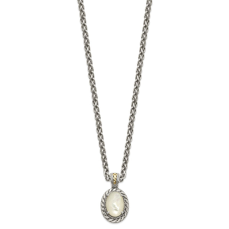 14K/Silver Two-Tone Shey Couture Sterling Silver With 14K Accent 18 Inch Antiqued Mother Of Pearl Necklace