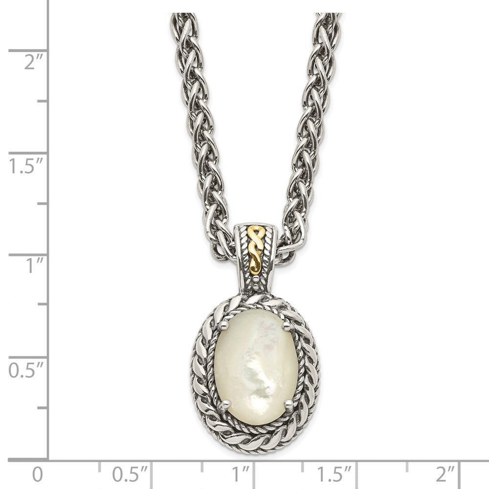 14K/Silver Two-Tone Shey Couture Sterling Silver With 14K Accent 18 Inch Antiqued Mother Of Pearl Necklace
