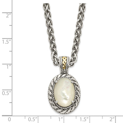 14K/Silver Two-Tone Shey Couture Sterling Silver With 14K Accent 18 Inch Antiqued Mother Of Pearl Necklace