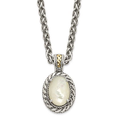 14K/Silver Two-Tone Shey Couture Sterling Silver With 14K Accent 18 Inch Antiqued Mother Of Pearl Necklace