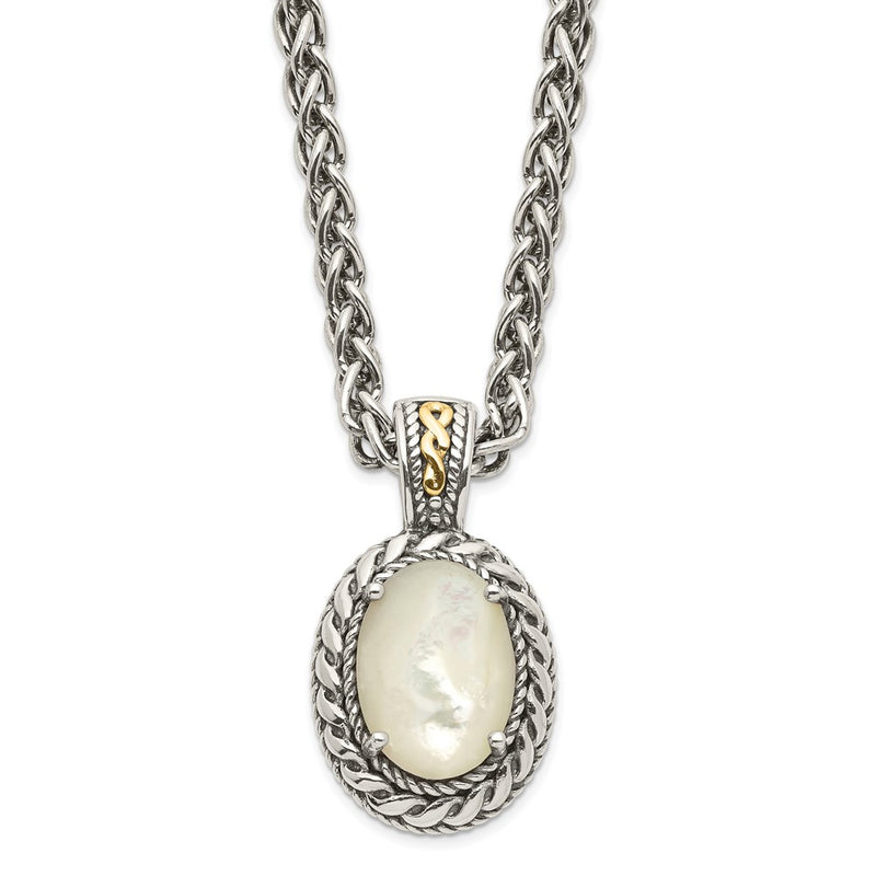 14K/Silver Two-Tone Shey Couture Sterling Silver With 14K Accent 18 Inch Antiqued Mother Of Pearl Necklace