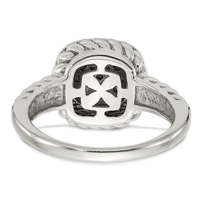 14K/Silver Two Tone Sterling Silver 14K And Black Rhodium Smoky Quartz Ring (Size 8 Only)