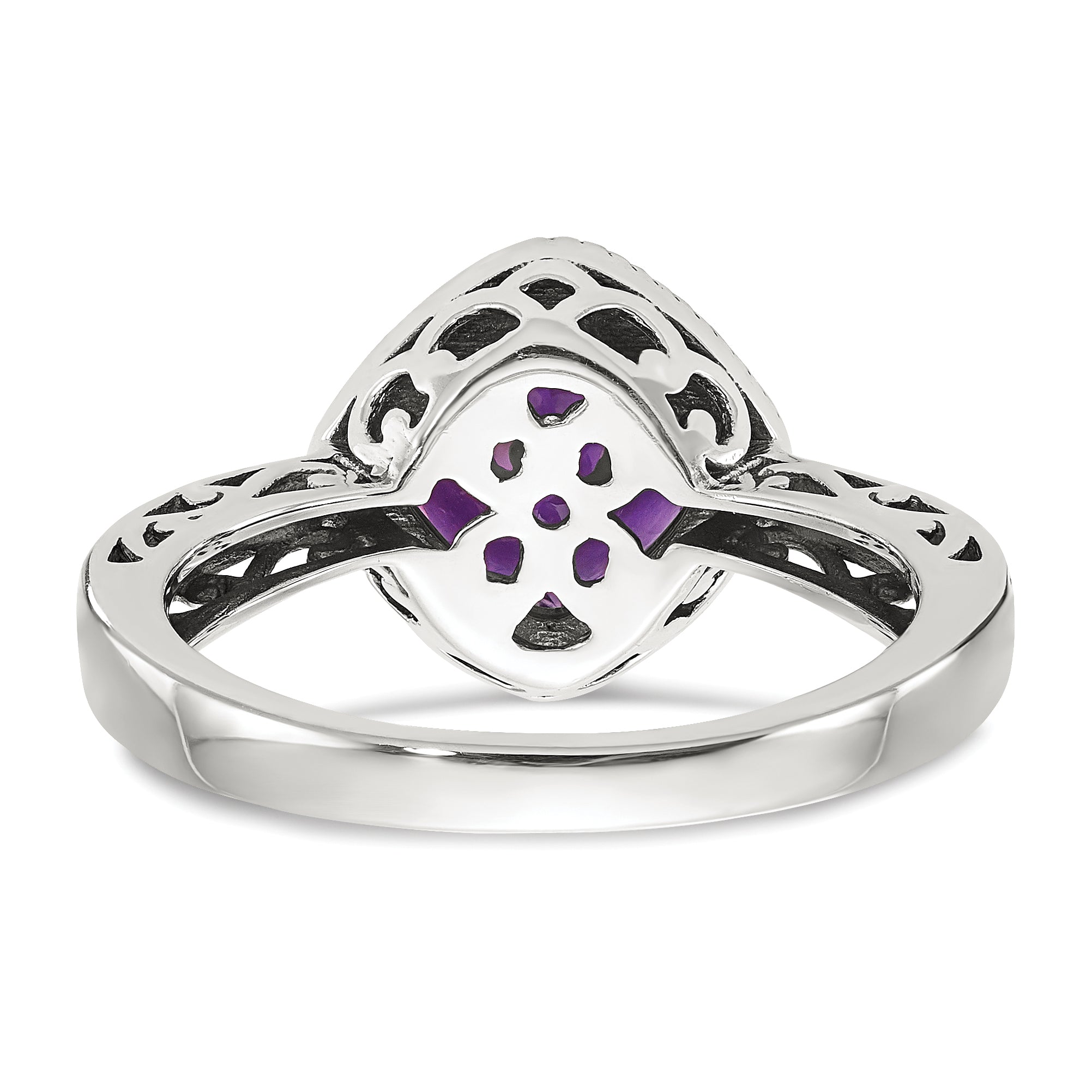 14K/Silver Two Tone Shey Couture Sterling Silver With 14K Accent Antiqued Cushion Amethyst Ring
