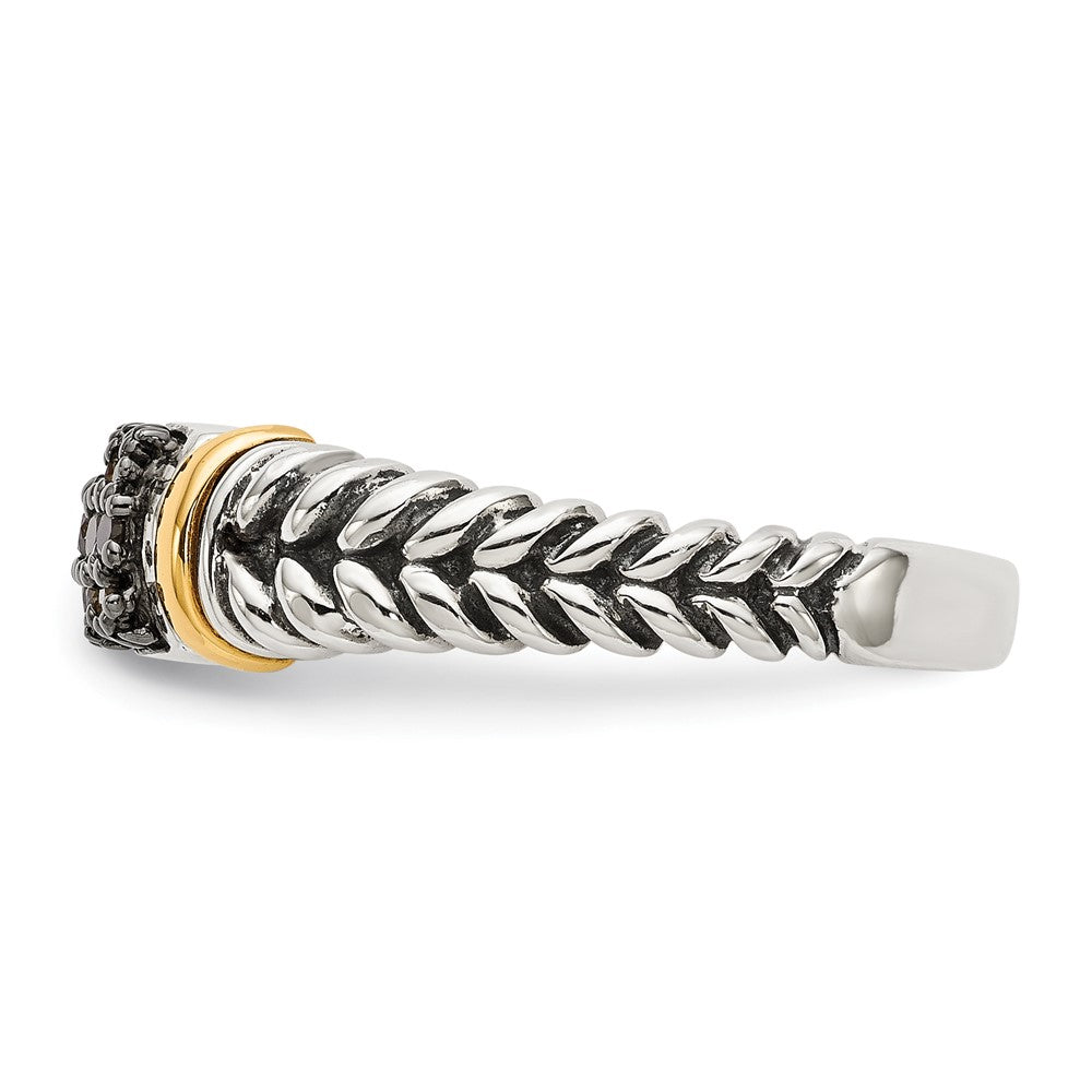 14K/Silver Two Tone Shey Couture Sterling Silver With 14K Accent Antiqued Black Diamond Ring
