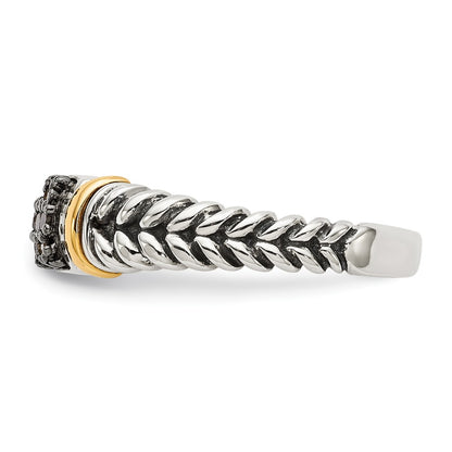 14K/Silver Two Tone Shey Couture Sterling Silver With 14K Accent Antiqued Black Diamond Ring