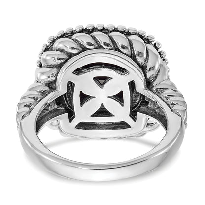 14K/Silver Two Tone Shey Couture Sterling Silver With 14K Accent Antiqued Cabochon Black Onyx Ring