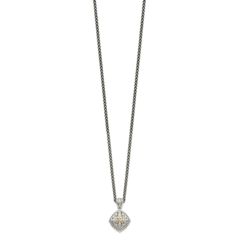 14K/Silver Two Tone Shey Couture Sterling Silver With 14K Accent 18 Inch Diamond Necklace