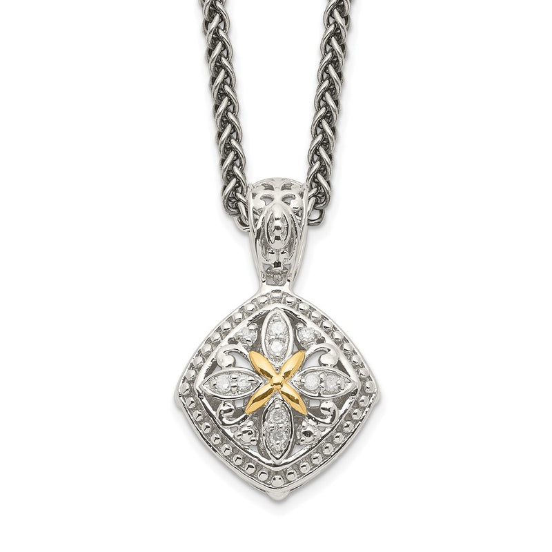14K/Silver Two Tone Shey Couture Sterling Silver With 14K Accent 18 Inch Diamond Necklace