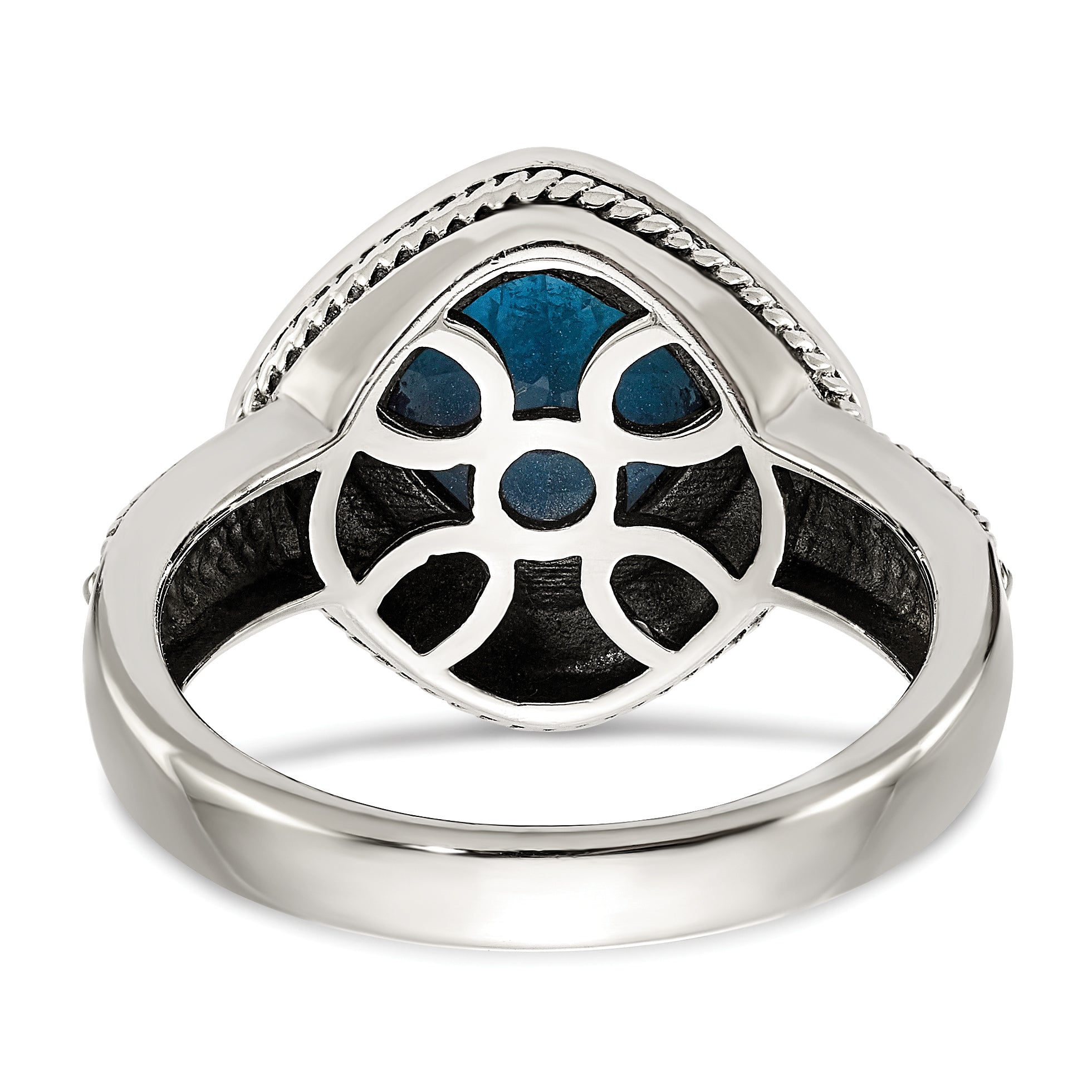 14K/Silver Two Tone Shey Couture Sterling Silver With 14K Accent Antiqued London Blue Topaz Ring (Size 8 Only)
