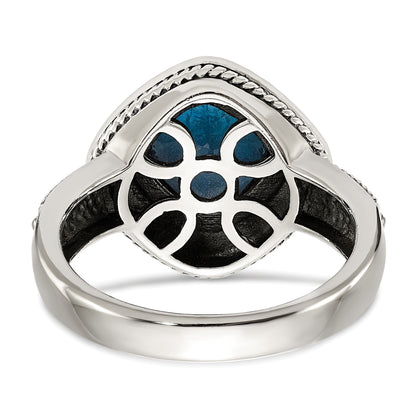 14K/Silver Two Tone Shey Couture Sterling Silver With 14K Accent Antiqued London Blue Topaz Ring (Size 8 Only)