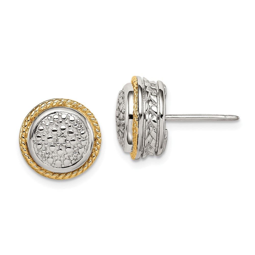 14K/Silver Two Tone Shey Couture Sterling Silver Rhodium Plated With 14K Accent Polished Diamond Post Earrings