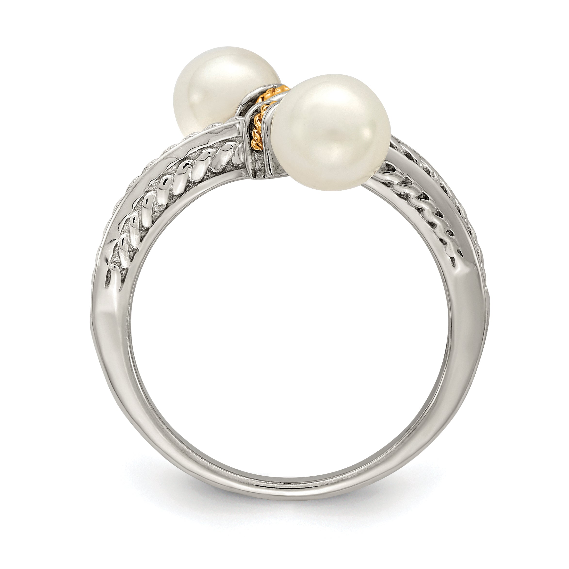 14K/Silver Two Tone Shey Couture Sterling Silver With 14K Accent 6 7mm Freshwater Cultured Pearl Ring (Size 8 Only)