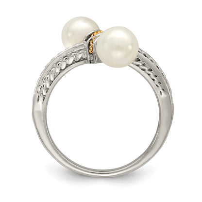 14K/Silver Two Tone Shey Couture Sterling Silver With 14K Accent 6 7mm Freshwater Cultured Pearl Ring (Size 8 Only)