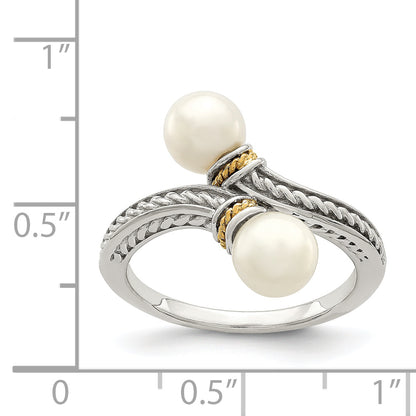 14K/Silver Two Tone Shey Couture Sterling Silver With 14K Accent 6 7mm Freshwater Cultured Pearl Ring (Size 8 Only)