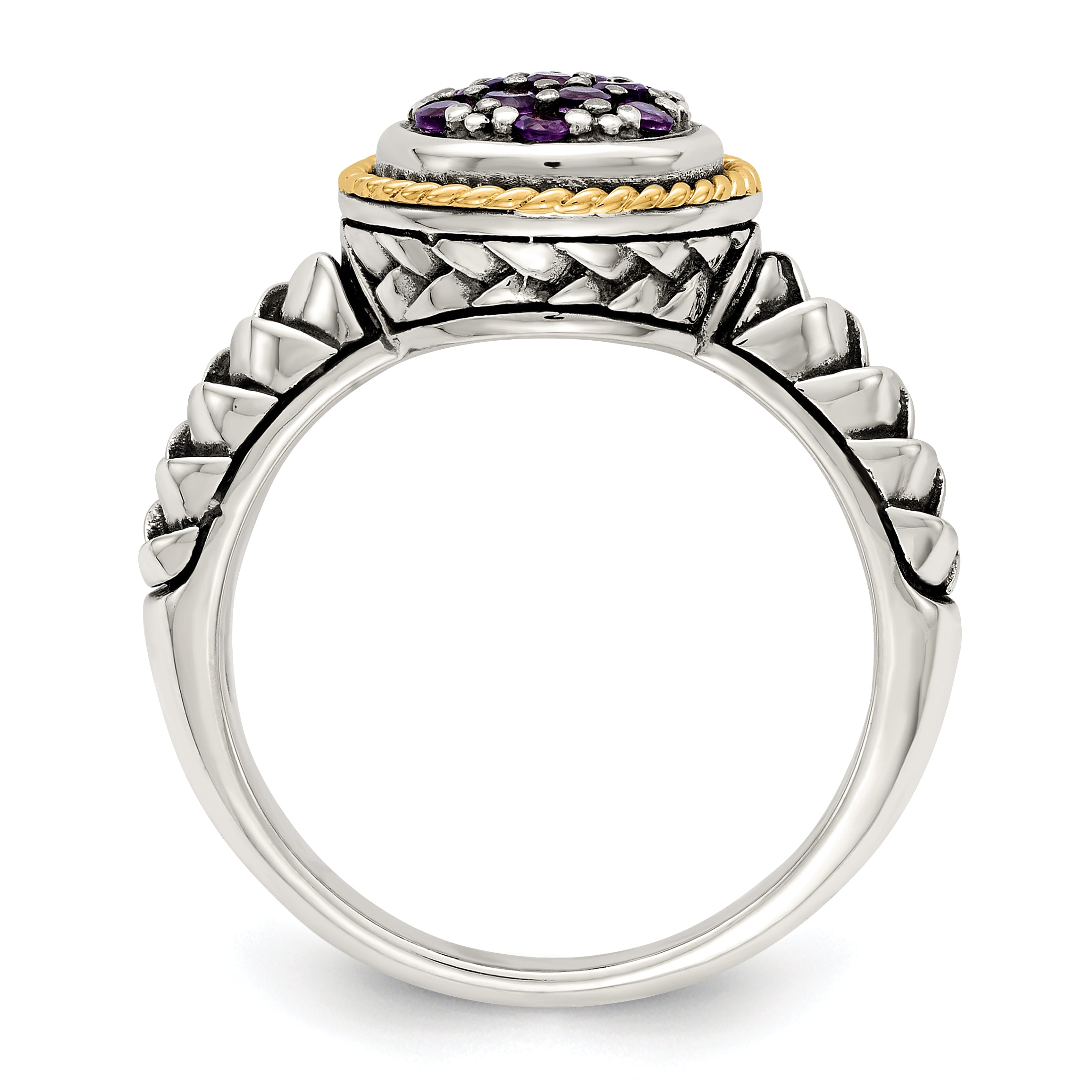 14K/Silver Two Tone Shey Couture Sterling Silver With 14K Accent Antiqued Pav‚Äö Amethyst Ring