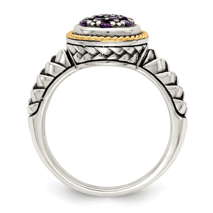 14K/Silver Two Tone Shey Couture Sterling Silver With 14K Accent Antiqued Pav‚Äö Amethyst Ring