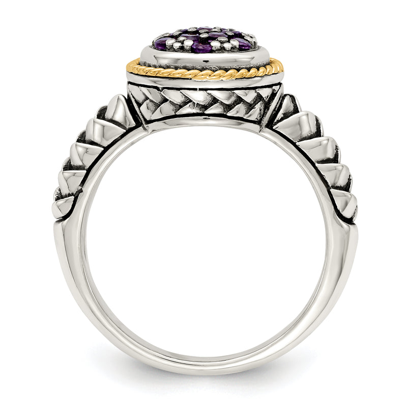 14K/Silver Two Tone Shey Couture Sterling Silver With 14K Accent Antiqued Pav‚Äö Amethyst Ring