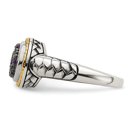 14K/Silver Two Tone Shey Couture Sterling Silver With 14K Accent Antiqued Pav‚Äö Amethyst Ring