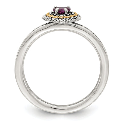 14K/Silver Two Tone Shey Couture Sterling Silver With 14K Accent Antiqued Rhodolite Garnet Heart Ring