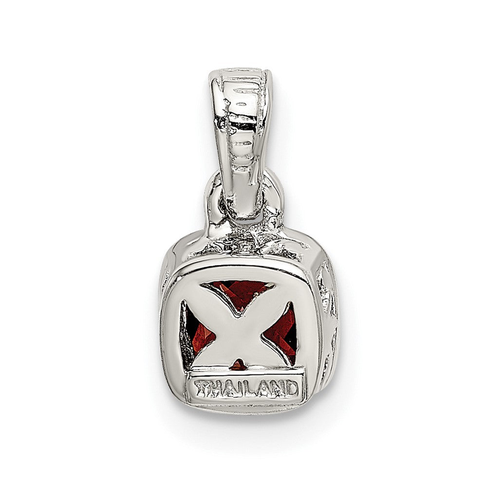 14K/Silver Two Tone Shey Couture Sterling Silver Rhodium Plated With 14K Accent Polished Cushion Cut Garnet Pendant