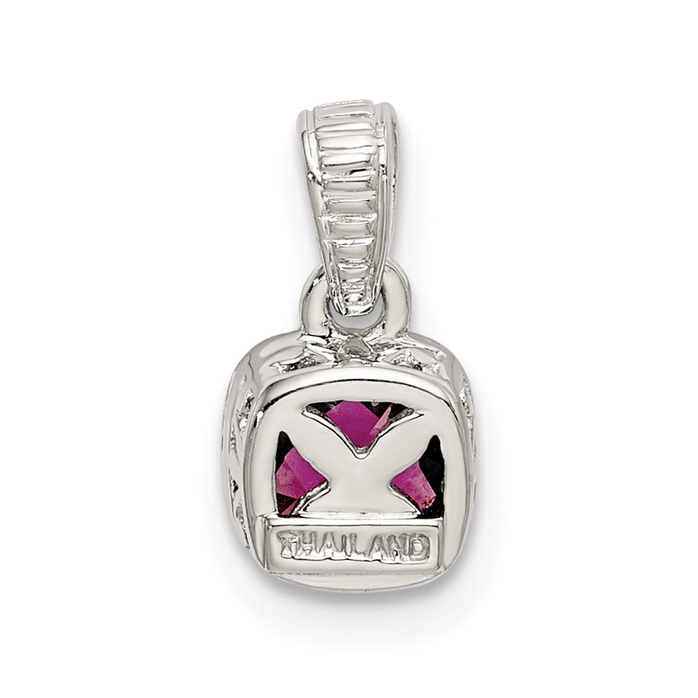 14K/Silver Two Tone Shey Couture Sterling Silver Rhodium Plated With 14K Accent Polished Cushion Cut Rhodolite Garnet Pendant