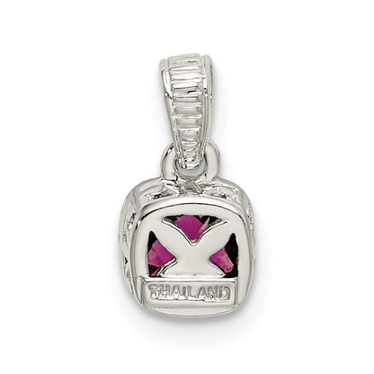 14K/Silver Two Tone Shey Couture Sterling Silver Rhodium Plated With 14K Accent Polished Cushion Cut Rhodolite Garnet Pendant