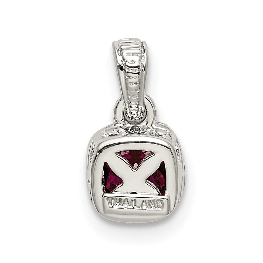 14K/Silver Two Tone Shey Couture Sterling Silver Rhodium Plated With 14K Accent Polished Cushion Cut Created Ruby Pendant