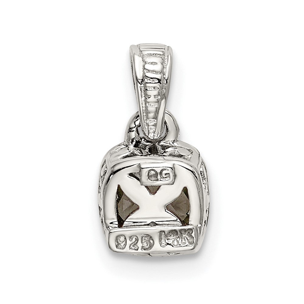 14K/Silver Two Tone Shey Couture Sterling Silver Rhodium Plated With 14K Accent Polished Cushion Cut Aquamarine Pendant