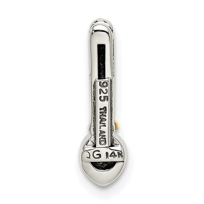 14K/Silver Two Tone Shey Couture Sterling Silver Antiqued With 14K Accent Polished Garnet Chain Slide Pendant