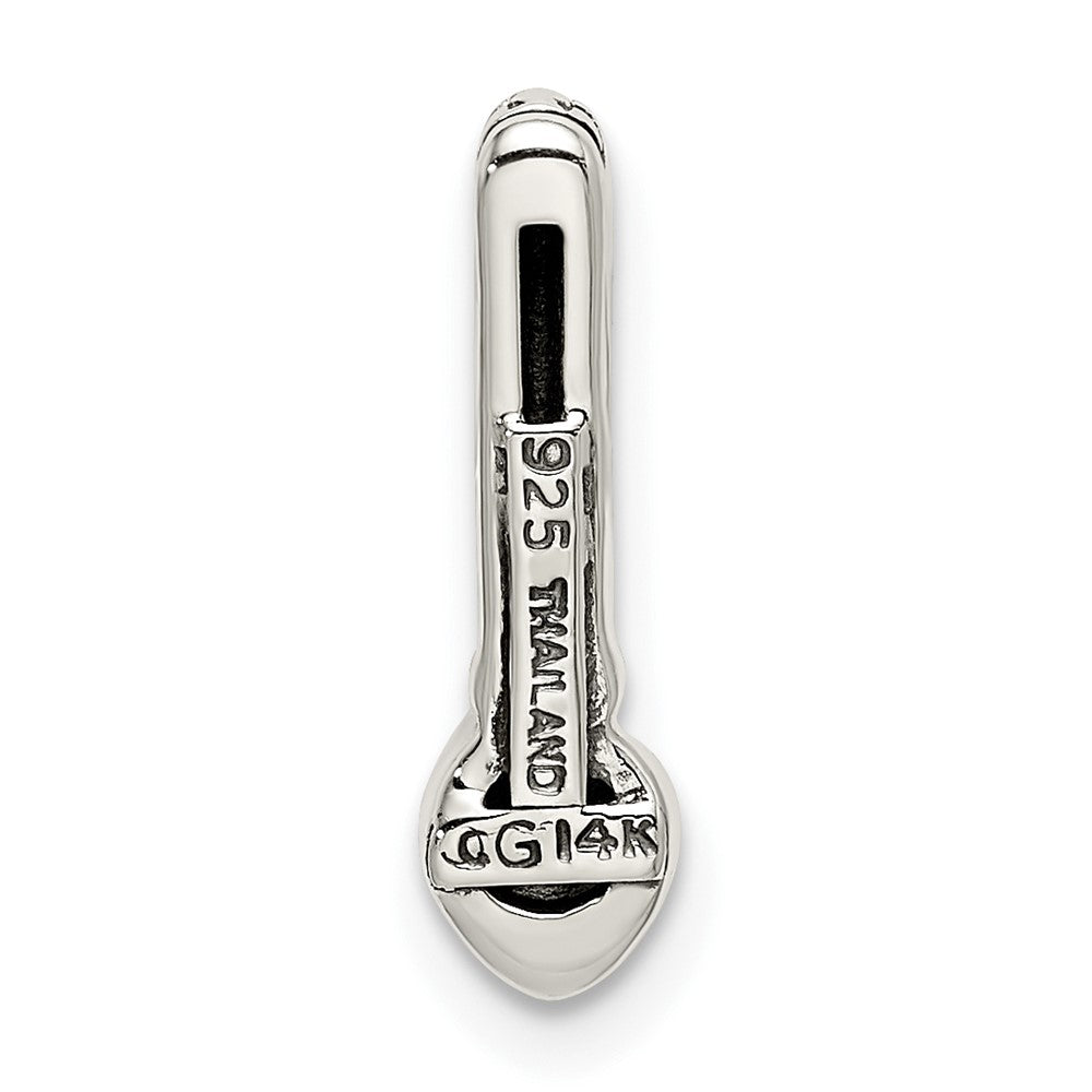14K/Silver Two Tone Shey Couture Sterling Silver Antiqued With 14K Accent Polished Rhodolite Garnet Chain Slide Pendant
