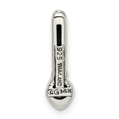 14K/Silver Two Tone Shey Couture Sterling Silver Antiqued With 14K Accent Polished Rhodolite Garnet Chain Slide Pendant