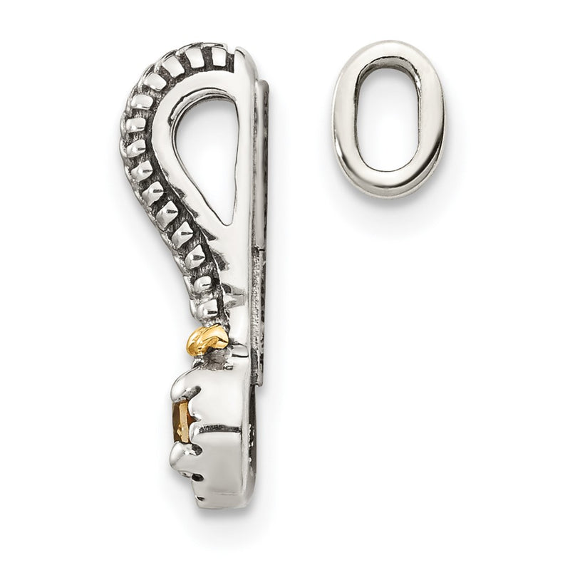 14K/Silver Two Tone Shey Couture Sterling Silver Antiqued With 14K Accent Polished Citrine Chain Slide Pendant