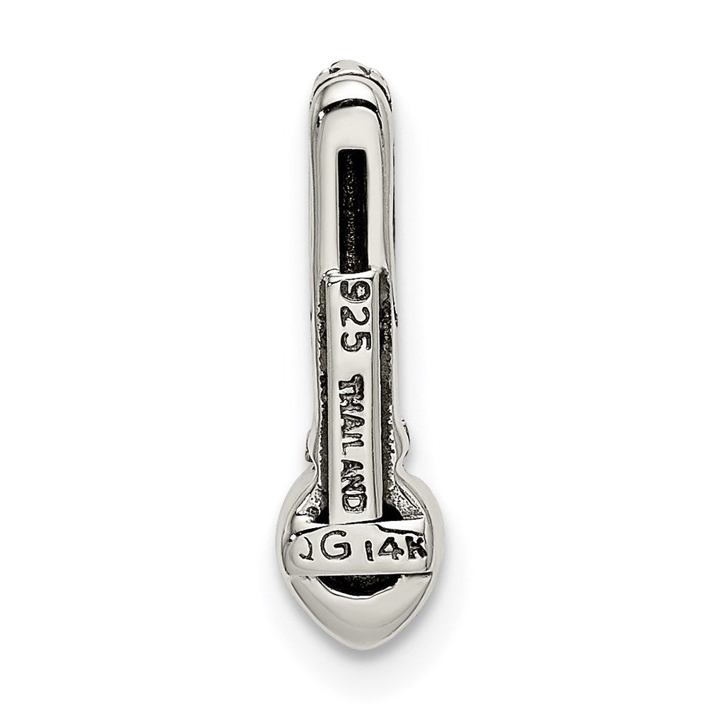 14K/Silver Two Tone Shey Couture Sterling Silver Antiqued With 14K Accent Polished Peridot Chain Slide Pendant