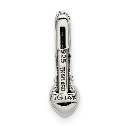 14K/Silver Two Tone Shey Couture Sterling Silver Antiqued With 14K Accent Polished Peridot Chain Slide Pendant