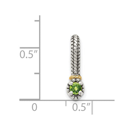 14K/Silver Two Tone Shey Couture Sterling Silver Antiqued With 14K Accent Polished Peridot Chain Slide Pendant