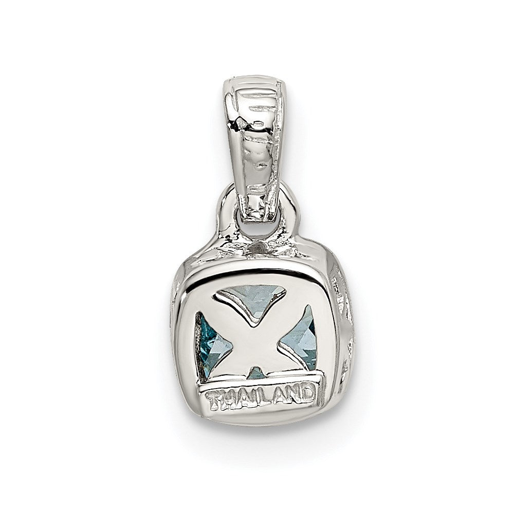 14K/Silver Two Tone Shey Couture Sterling Silver Rhod Plated With 14K Accent Polished Cushion Cut Light Swiss Blue Topaz Pendant