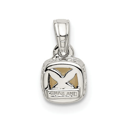 14K/Silver Two Tone Shey Couture Sterling Silver Rhodium Plated With 14K Accent Polished Cushion Cut Milky Opal Pendant