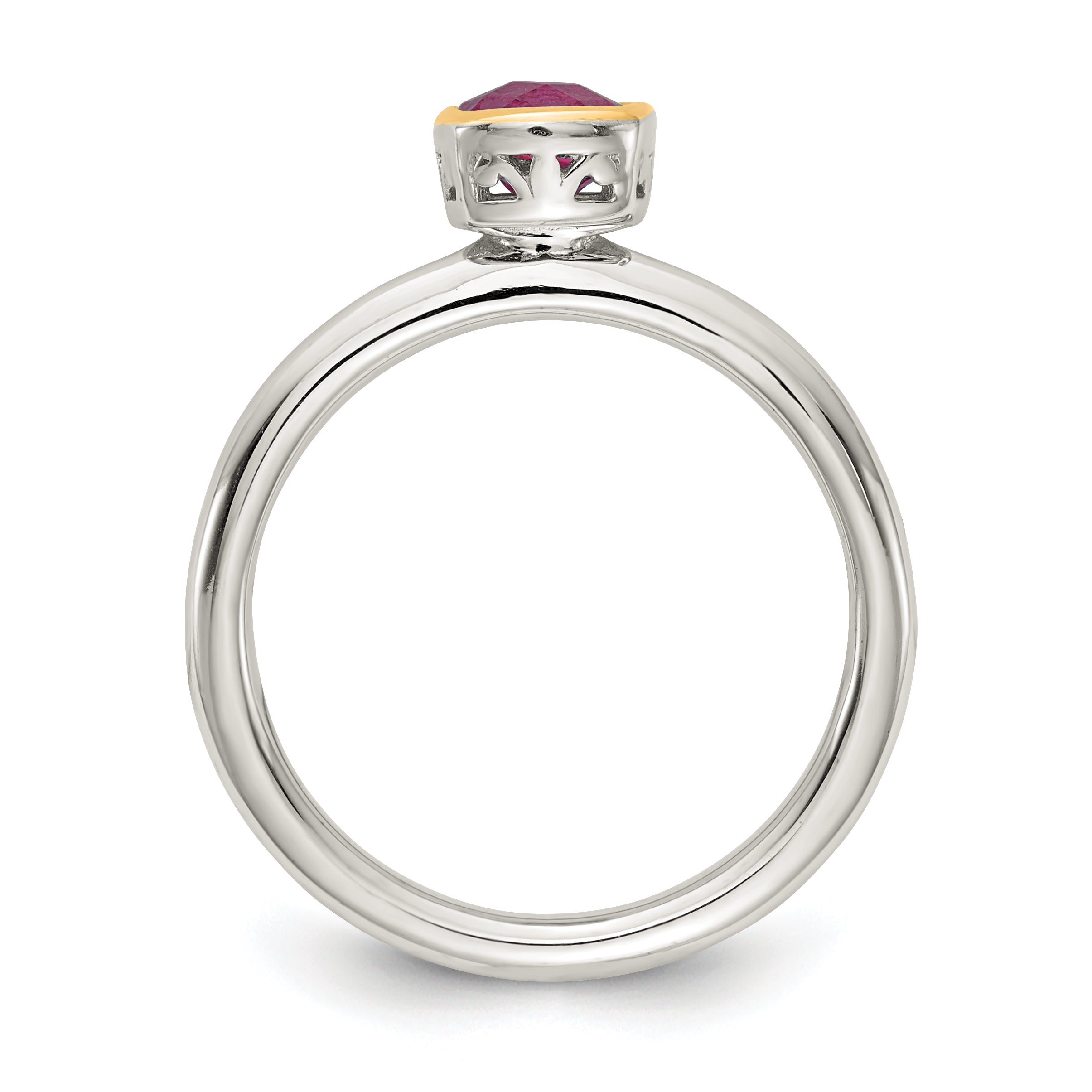 14K/Silver Two Tone Shey Couture Sterling Silver Rhodium Plated With 14K Accent Polished Cushion Cut Rhodolite Garnet Ring