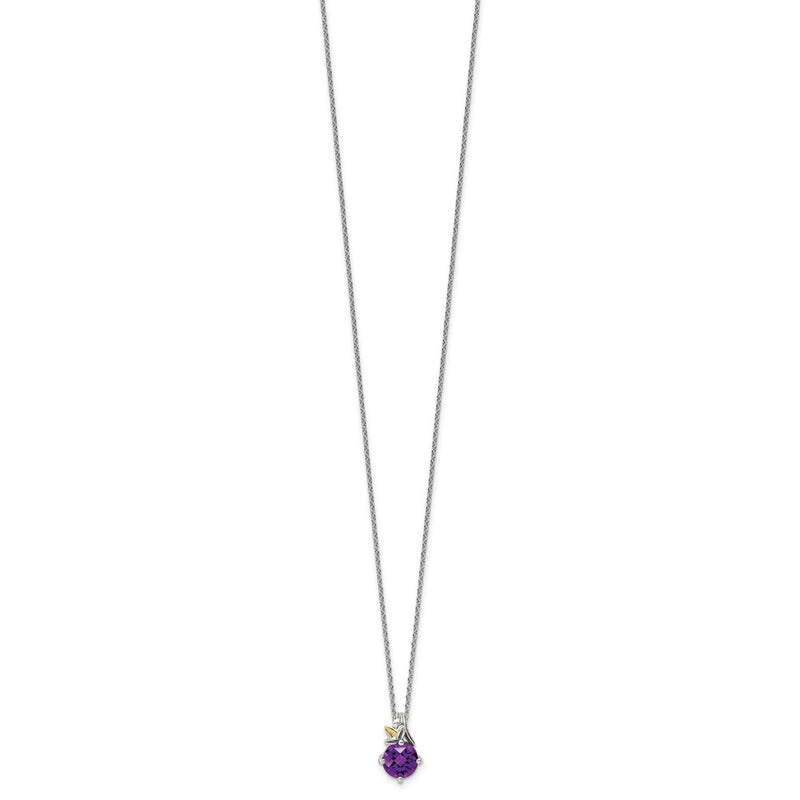 14K/Silver Two Tone Shey Couture Sterling Silver With 14K Accent 18 Inch Round Amethyst Necklace 2 Extender