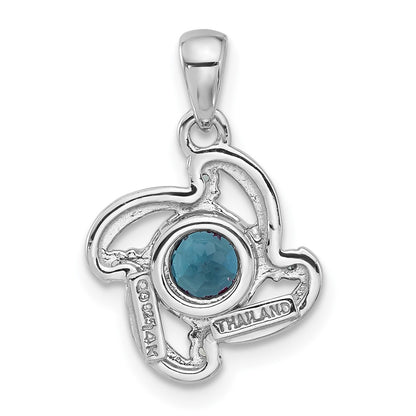 Sterling Silver Rhod-Plat w/14K/Silver Two-Tone London/swiss Blue Topaz 18in Necklace