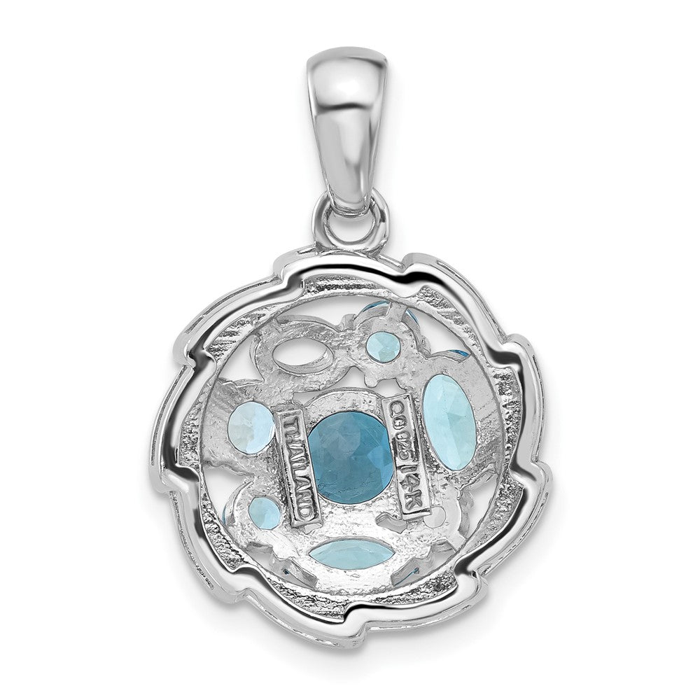 Ss Rh-Plat w/14K/Silver Two-Tone 1.36 Swiss Bl./1.05London Bl./.09Wht Topaz Necklace
