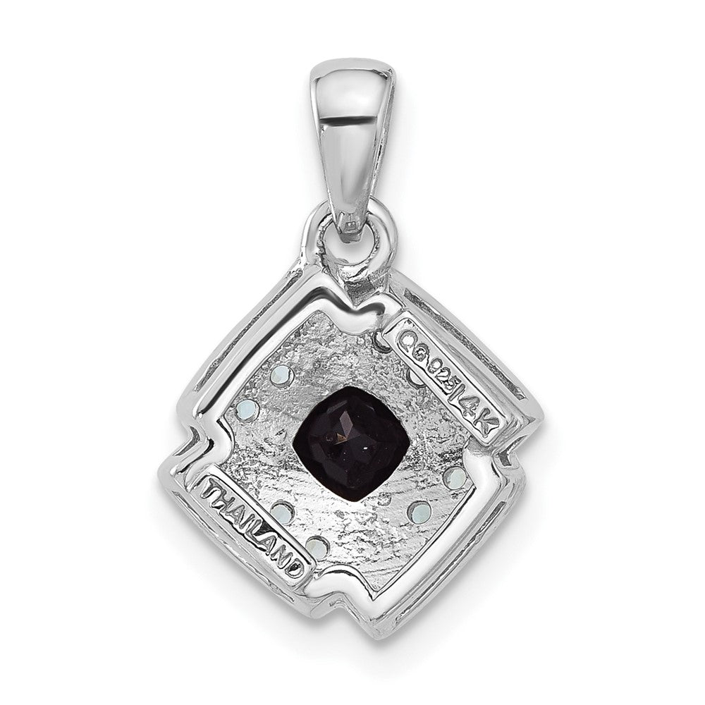 Sterling Silver Rh-Pl w/14K/Silver Two-Tone .49 Onyx and .16 Swiss Blue Topaz Necklace