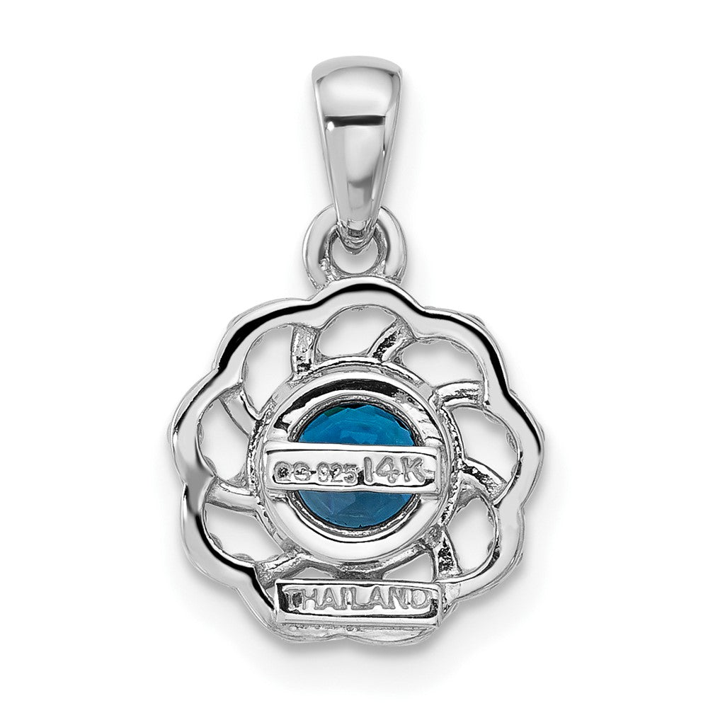 Sterling Silver Rhodium-Plated w/14K/Silver Two-Tone London Blue Topaz Necklace