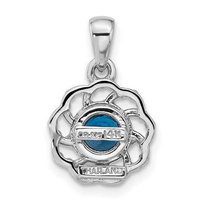 Sterling Silver Rhodium-Plated w/14K/Silver Two-Tone London Blue Topaz Necklace
