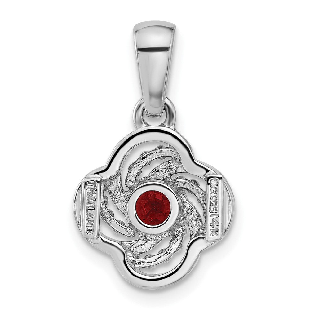 Sterling Silver Rhodium-Plated w/14K/Silver Two-Tone Garnet Necklace